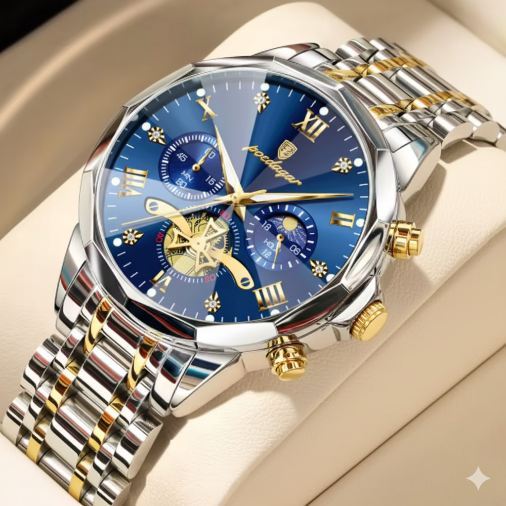 Luxury Men’s Watch – Waterproof Luminous Chronograph, Stainless Steel Quartz Wristwatch