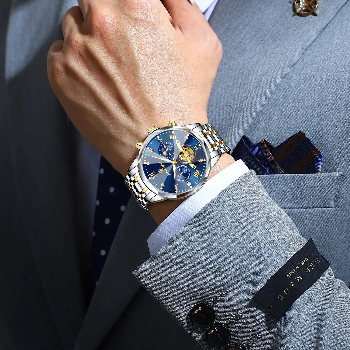 Luxury Men’s Watch – Waterproof Luminous Chronograph, Stainless Steel Quartz Wristwatch