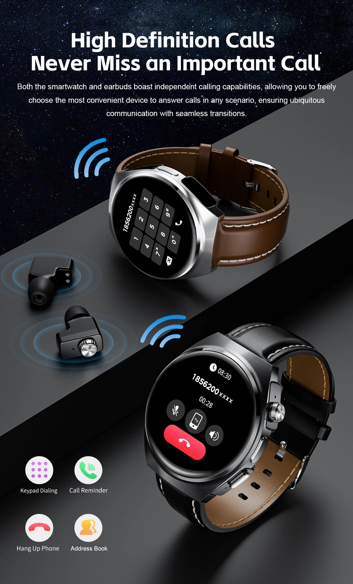 GUHUAVMI 2-in-1 Smartwatch with Wireless Earbuds – Bluetooth 5.3 Sports Watch with Heart Rate, SpO₂ & Sleep Monitor