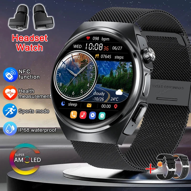GUHUAVMI 2-in-1 Smartwatch with Wireless Earbuds – Bluetooth 5.3 Sports Watch with Heart Rate, SpO₂ & Sleep Monitor
