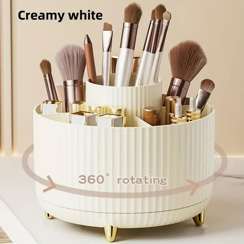 360° Rotating 5-Slot Makeup Brush Holder & Desk Organizer