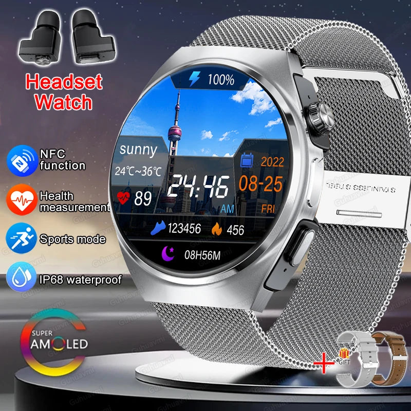 GUHUAVMI 2-in-1 Smartwatch with Wireless Earbuds – Bluetooth 5.3 Sports Watch with Heart Rate, SpO₂ & Sleep Monitor