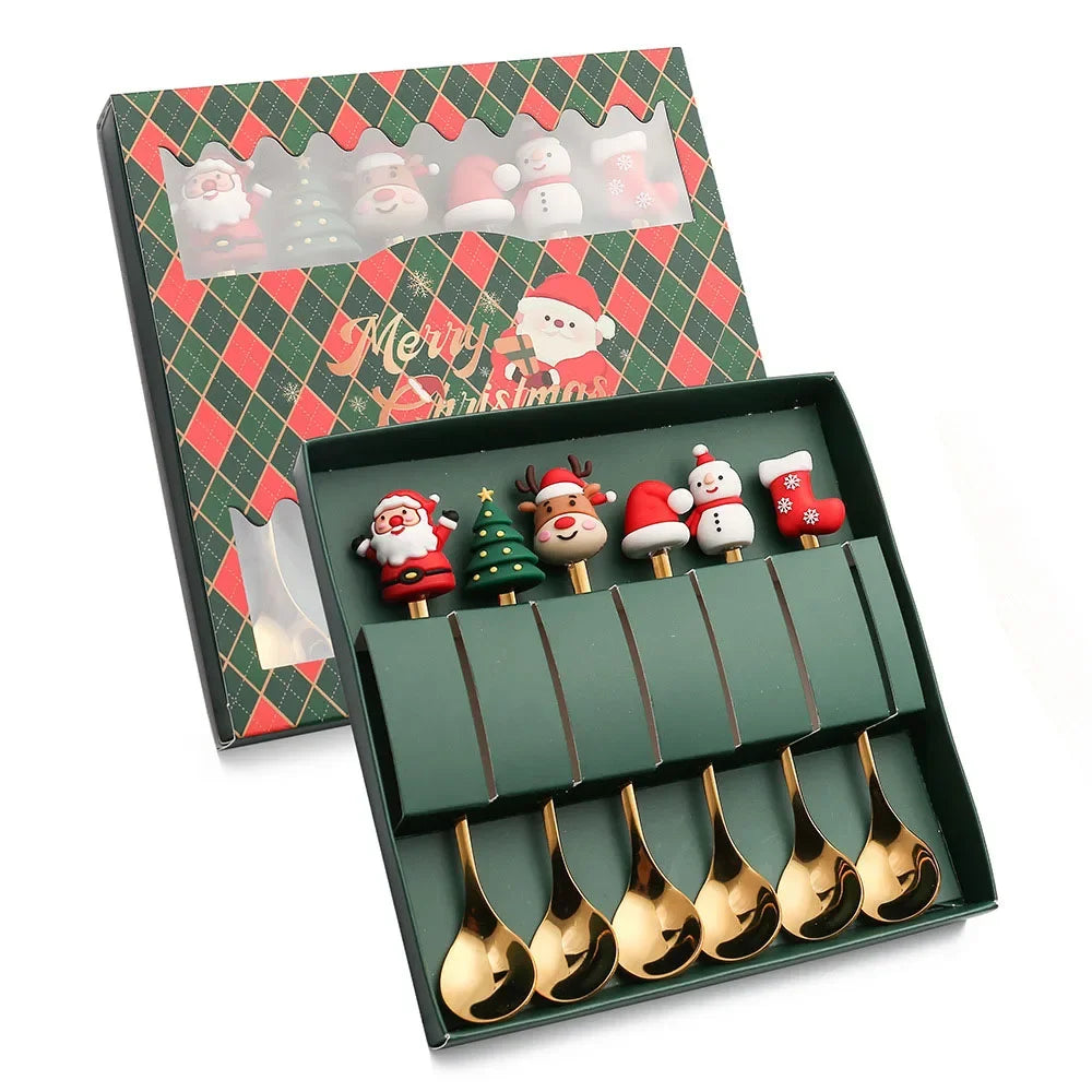 Celebrate Every Sip – Christmas Tea & Coffee Spoons with Charming Pendants + Gift Box Lynoza
