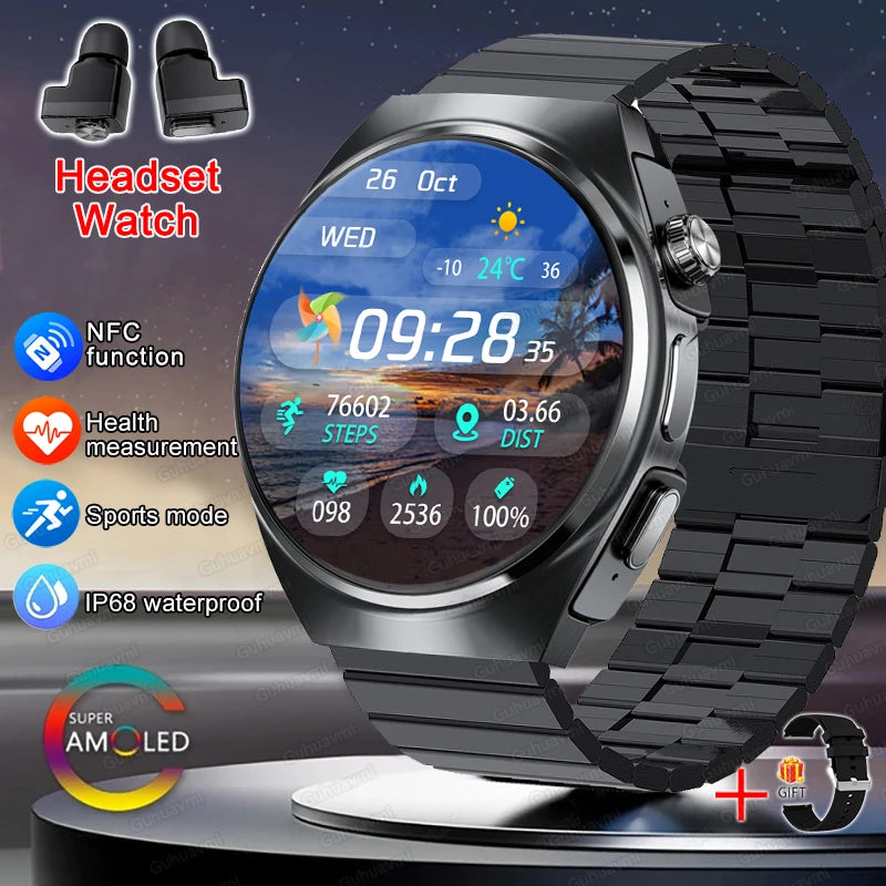 GUHUAVMI 2-in-1 Smartwatch with Wireless Earbuds – Bluetooth 5.3 Sports Watch with Heart Rate, SpO₂ & Sleep Monitor