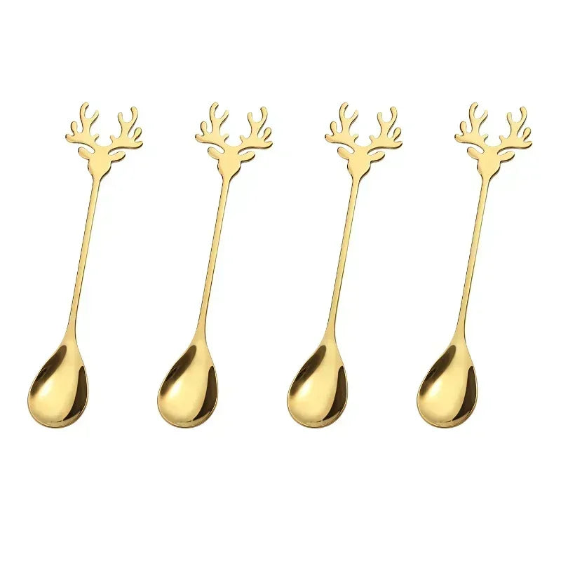 Christmas Elk Coffee Spoons – Festive Stainless-Steel Set for Magical Holiday Moments Lynoza