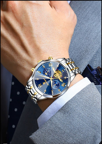 Luxury Men’s Watch – Waterproof Luminous Chronograph, Stainless Steel Quartz Wristwatch