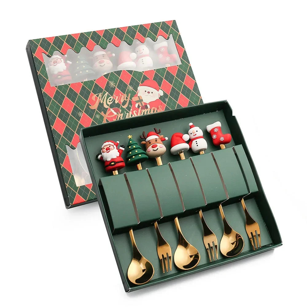Celebrate Every Sip – Christmas Tea & Coffee Spoons with Charming Pendants + Gift Box Lynoza
