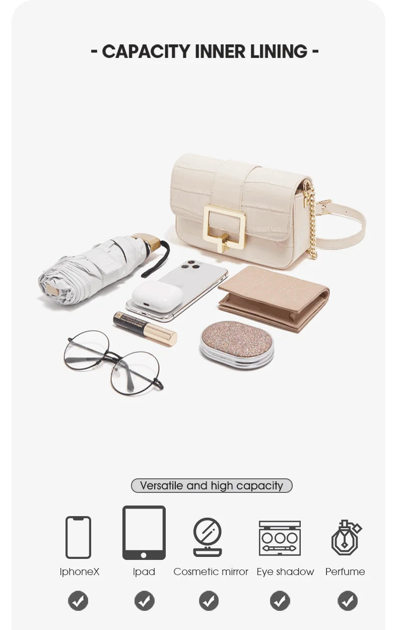 Elegant Split Leather Crossbody – Fashion Shoulder Bag for Modern Women