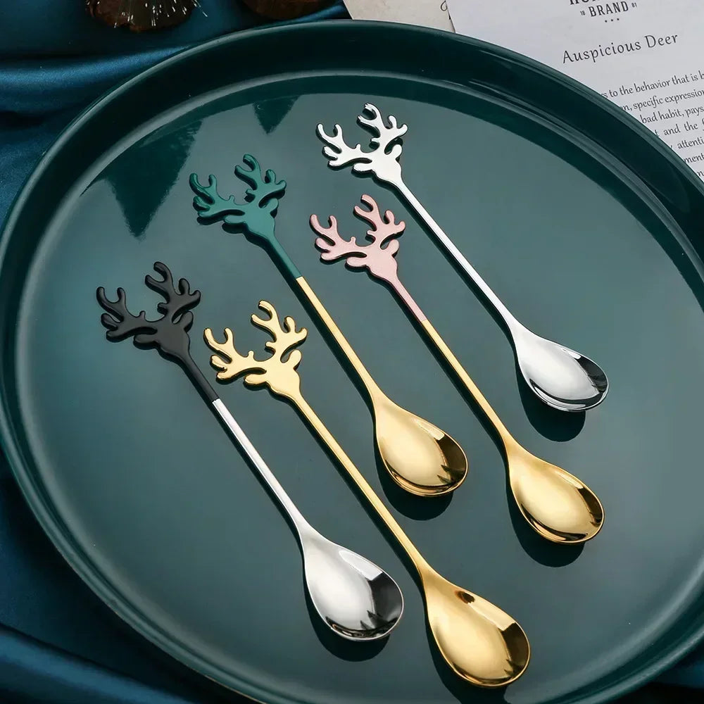Christmas Elk Coffee Spoons – Festive Stainless-Steel Set for Magical Holiday Moments Lynoza
