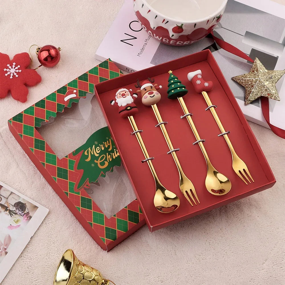 Celebrate Every Sip – Christmas Tea & Coffee Spoons with Charming Pendants + Gift Box Lynoza