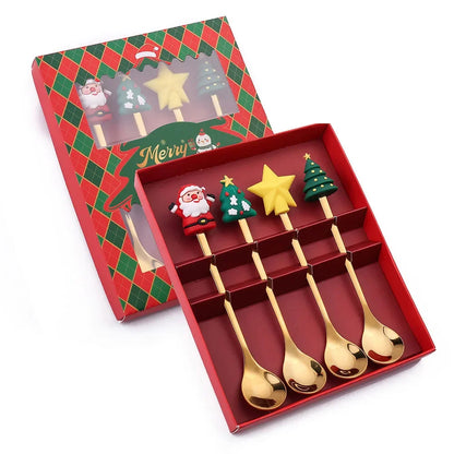 Celebrate Every Sip – Christmas Tea & Coffee Spoons with Charming Pendants + Gift Box Lynoza