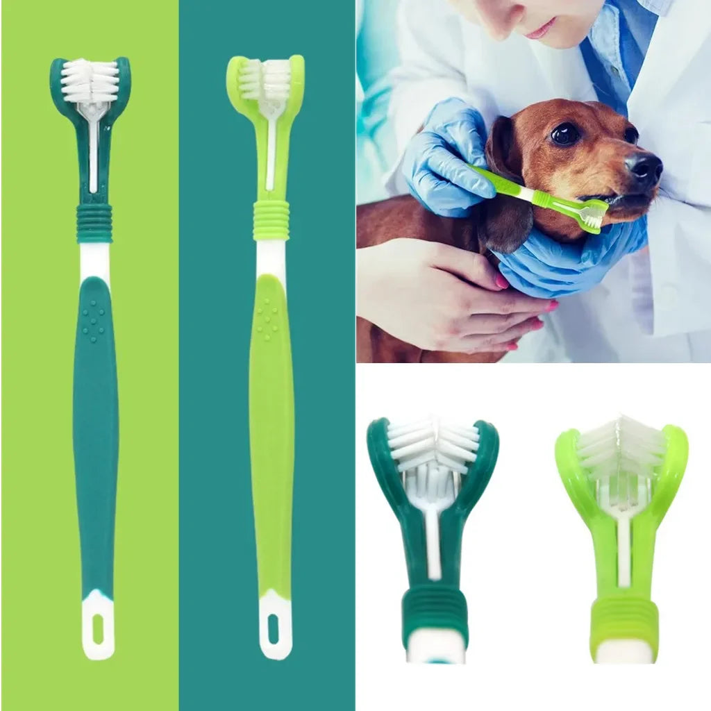 3-Sided Pet Toothbrush for Dogs and Cats – Deep Cleaning Dental Care