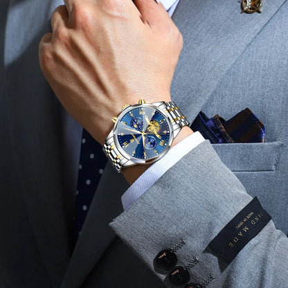 Luxury Men’s Watch – Waterproof Luminous Chronograph, Stainless Steel Quartz Wristwatch