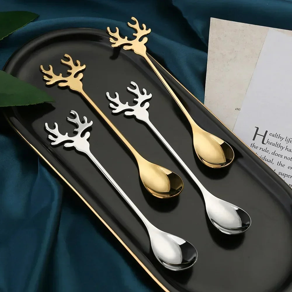 Christmas Elk Coffee Spoons – Festive Stainless-Steel Set for Magical Holiday Moments Lynoza