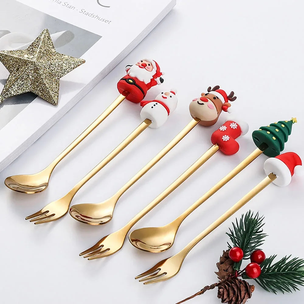 Celebrate Every Sip – Christmas Tea & Coffee Spoons with Charming Pendants + Gift Box Lynoza