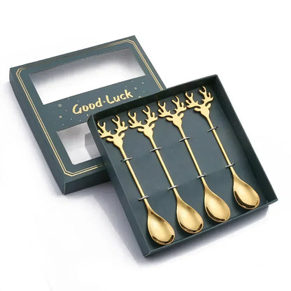 Christmas Elk Coffee Spoons – Festive Stainless-Steel Set for Magical Holiday Moments Lynoza