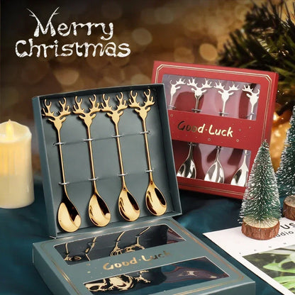 Christmas Elk Coffee Spoons – Festive Stainless-Steel Set for Magical Holiday Moments Lynoza