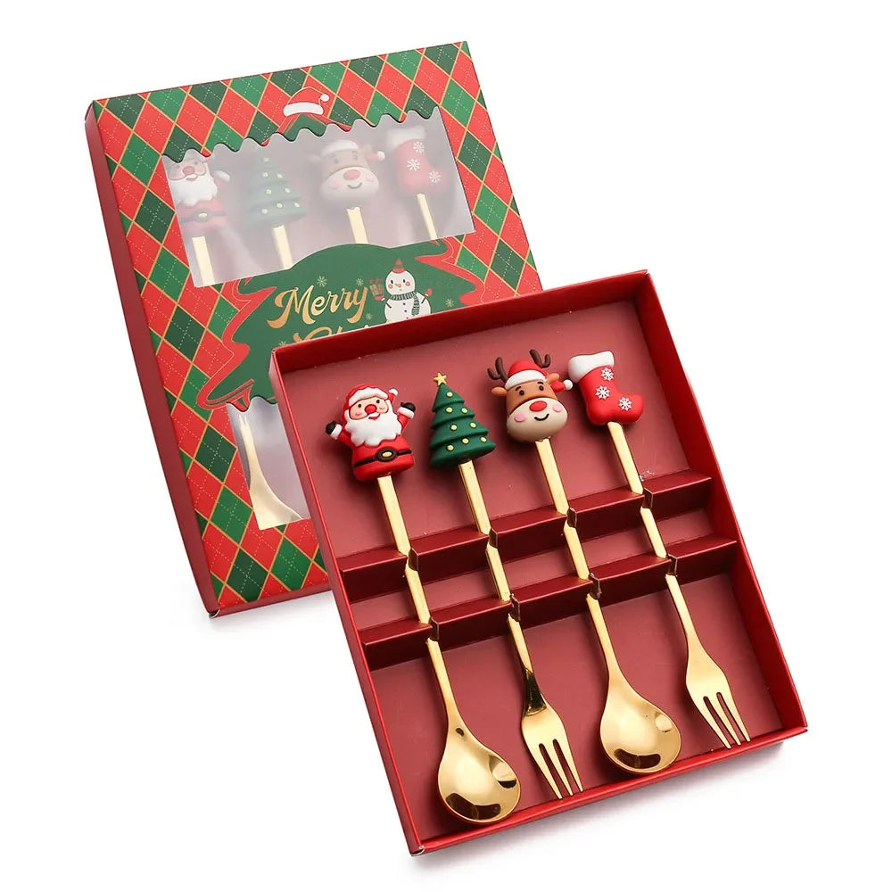 Celebrate Every Sip – Christmas Tea & Coffee Spoons with Charming Pendants + Gift Box Lynoza