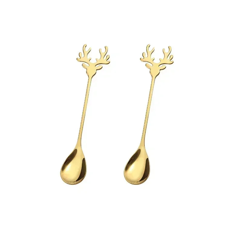Christmas Elk Coffee Spoons – Festive Stainless-Steel Set for Magical Holiday Moments Lynoza
