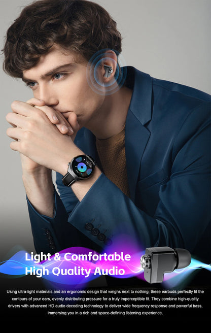 GUHUAVMI 2-in-1 Smartwatch with Wireless Earbuds – Bluetooth 5.3 Sports Watch with Heart Rate, SpO₂ & Sleep Monitor