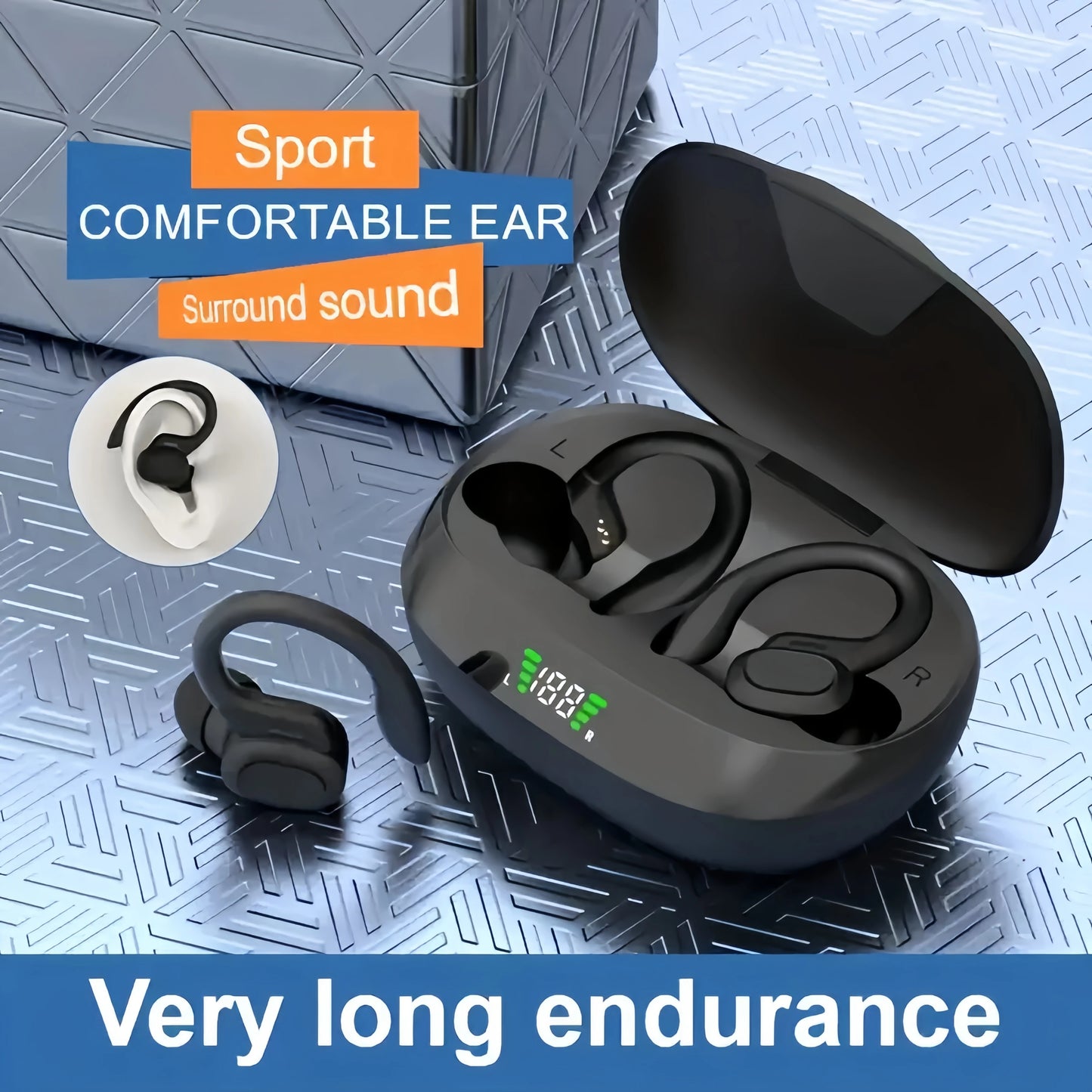 TWS Sports Earbuds with LED & Microphone – Premium Stereo Sound