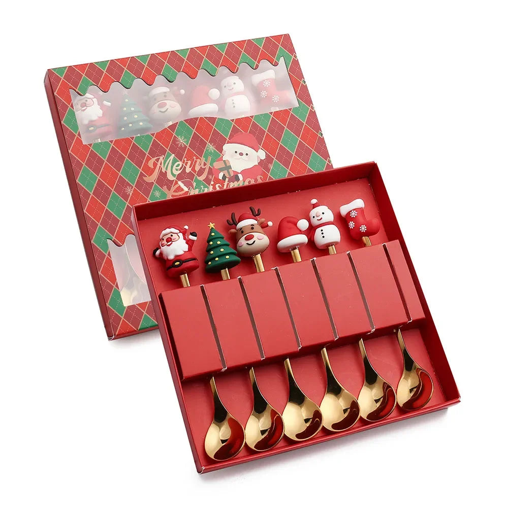 Celebrate Every Sip – Christmas Tea & Coffee Spoons with Charming Pendants + Gift Box Lynoza