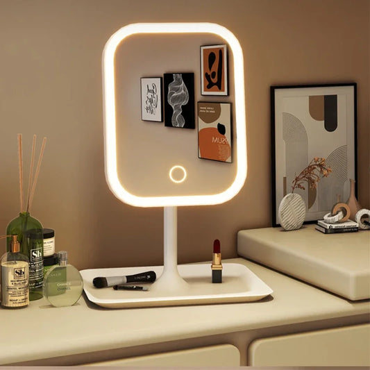 LED Vanity Mirror with 3-Color Dimmable Light – Touch Control Makeup Mirror for Women, Desktop Beauty & Dressing Mirror