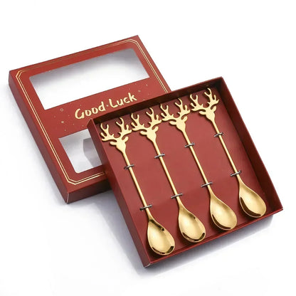 Christmas Elk Coffee Spoons – Festive Stainless-Steel Set for Magical Holiday Moments Lynoza