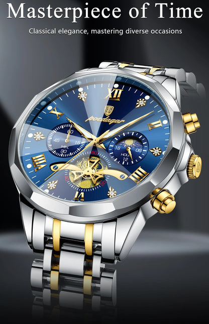Luxury Men’s Watch – Waterproof Luminous Chronograph, Stainless Steel Quartz Wristwatch